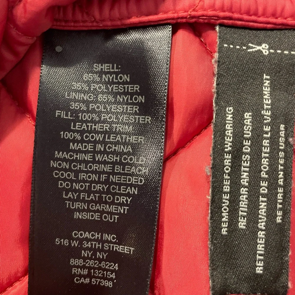 Coach Diamond Quilted Jacket in Coral Red - Picture 6 of 6